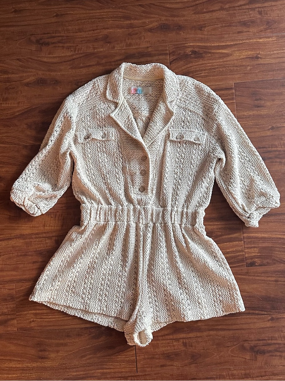 Free People FP Beach Ryan Romper cream crochet knit swim coverup S